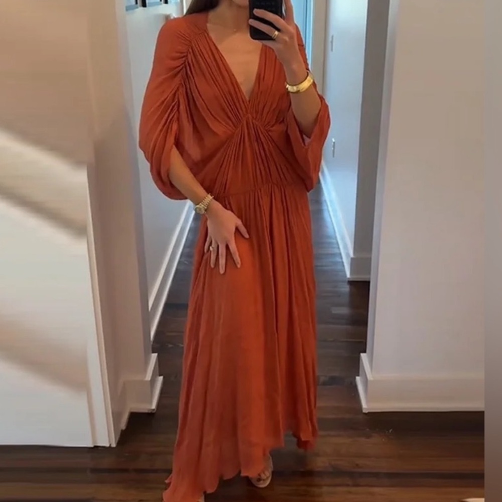 Zara Draped Orange Dress